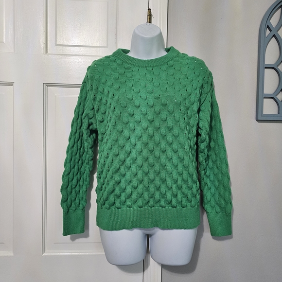 SHEIN Sweaters - SHEIN Vibrant Green Textured Sweater